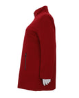 Junge Zip Front A-Line Cloth Coat with Zip Pockets and Stand Collar in Rust