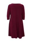 Sympli Nu Trapeze Jersey Dress with 3/4 Sleeve in Amaranth