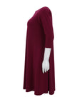 Sympli Nu Trapeze Jersey Dress with 3/4 Sleeve in Amaranth