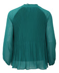 Samoon Plisse Long Sleeve Ruffle Top in Emerald