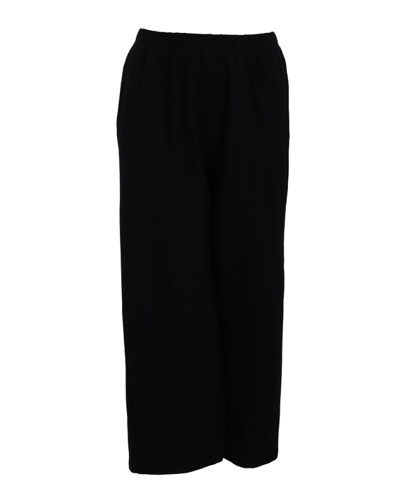 Bryn Walker Bamboo French Terry Elastic Waist Travel pant in Black