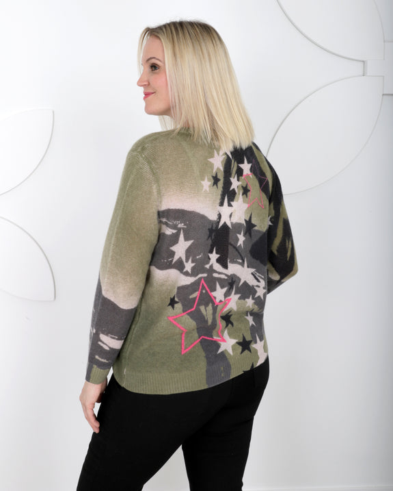 Lisa Todd Solar Power Luxury Cashmere Stars Sweater in Eden