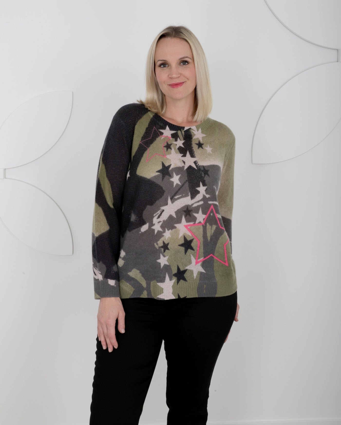 Lisa Todd Solar Power Luxury Cashmere Stars Sweater in Eden