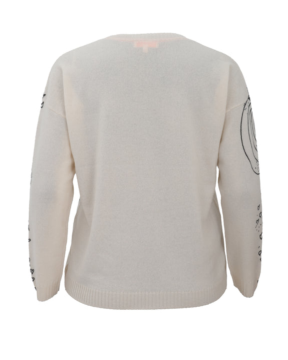 Lisa Todd The Messenger Luxury Cashmere Love Graffiti Sweater in Frosting