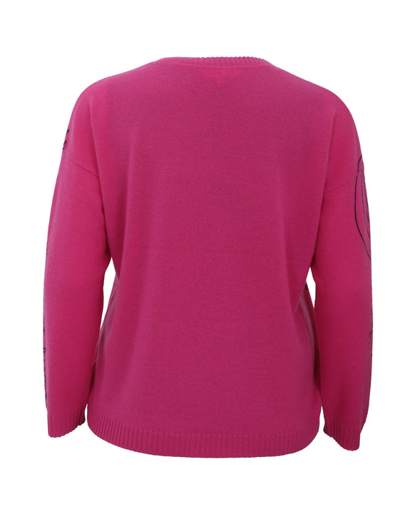 Lisa Todd The Messenger Luxury Cashmere Love Graffiti Sweater in Sheepskin Rhubarb