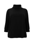 Sympli Fleece Funnel Neck Pullover with Kangaroo Pocket in Black