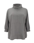 Sympli Fleece Funnel Neck Pullover with Kangaroo Pocket in Taupe