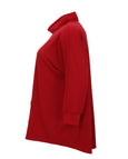 Sympli Fleece Funnel Neck Pullover with Kangaroo Pocket in Poppy