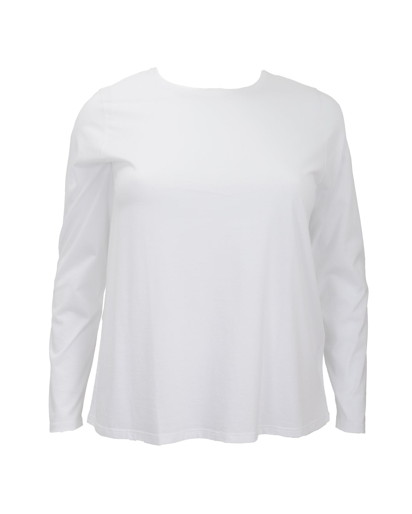 Eileen Fisher Organic Pima Cotton Jersey round Neck Long Sleeve Tee in White