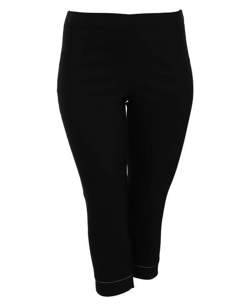 Verpass Stretch Ankle Pant with Hem Slit and Chain Trim in Black