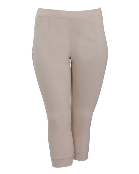 Verpass Stretch Ankle Pant with Hem Slit and Chain Trim in Sand
