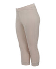 Verpass Stretch Ankle Pant with Hem Slit and Chain Trim in Sand