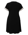 Joseph Ribkoff Silky Knit Colour block A-line Dress in Black/Moonstone