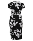 Joseph Ribkoff Floral Silky Knit Jersey Wrap Dress in Black/Vanilla