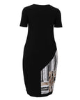 Joseph Ribkoff Jersey Dress with Print Patch in Black Multi