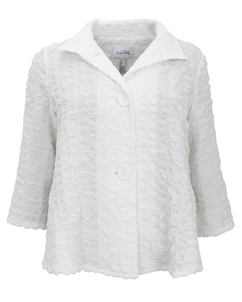 Joseph Ribkoff Textured Woven jacket with Stand Collar in White