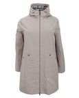 Junge Hooded Coat with Patch Pocket and Plaid Trim Detail with Comfort Fit in Beige