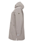 Junge Hooded Coat with Patch Pocket and Plaid Trim Detail with Comfort Fit in Beige