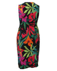 Joseph Ribkoff Tropical Print Sleeveless Faux Wrap Jersey Dress