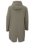 Junge Water Resistant Coat with Snap Details, Contrast Trim, and Tuck Away Hood in Khaki