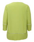 Verpass Pullover With Openwork Sleeve and Rib Hem Trim in Lime
