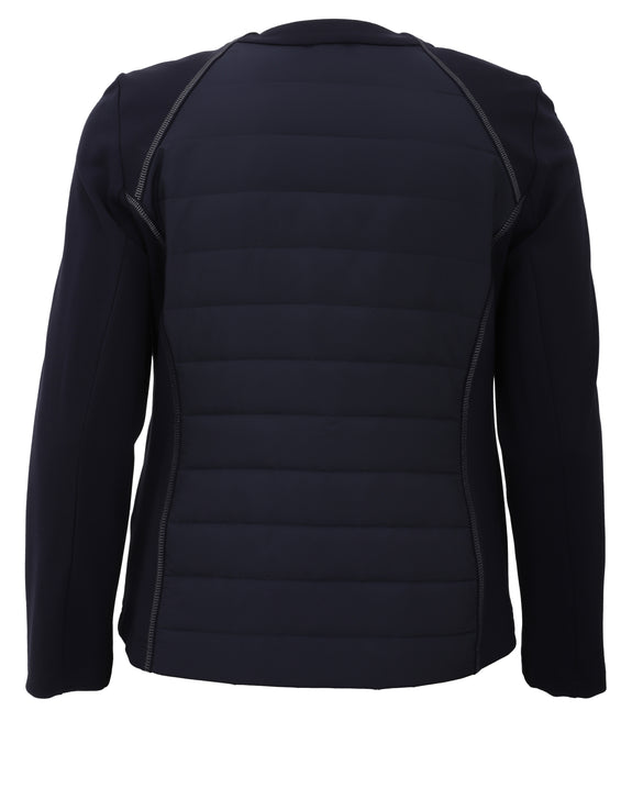 I'cona Zip Front Stretch Jacket with Stripe on Sleeve in Navy