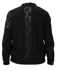Verpass Blouson Zip Front Jacket with Lace Trim in Black