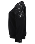 Verpass Blouson Zip Front Jacket with Lace Trim in Black
