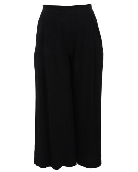 Igor Meggy Pull On Wide Leg Ankle Pant with Pleat in Black