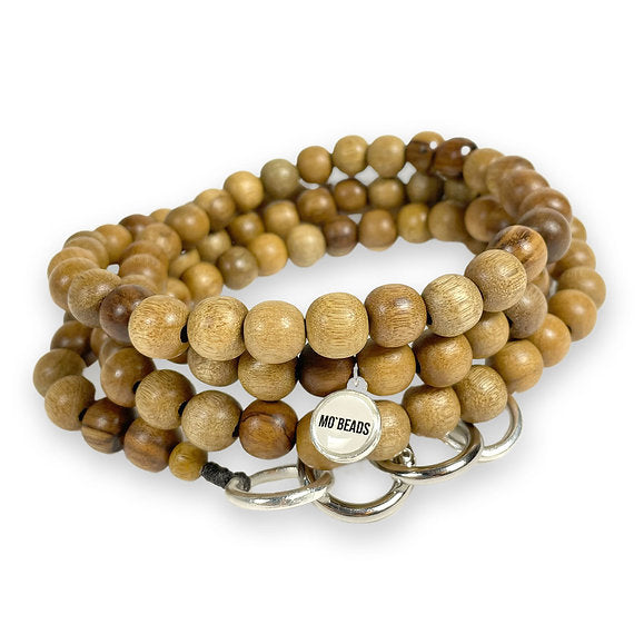 Mo Bead Brown Natural Wood Bead Phone Chain with Universal Phone Patch