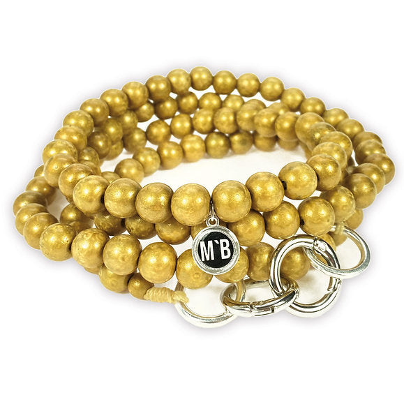 Mo Bead Gold Wood Bead Phone Chain with Universal Phone Patch