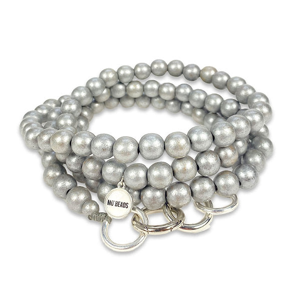 Mo Bead Silver Wood Bead Phone Chain with Universal Phone Patch