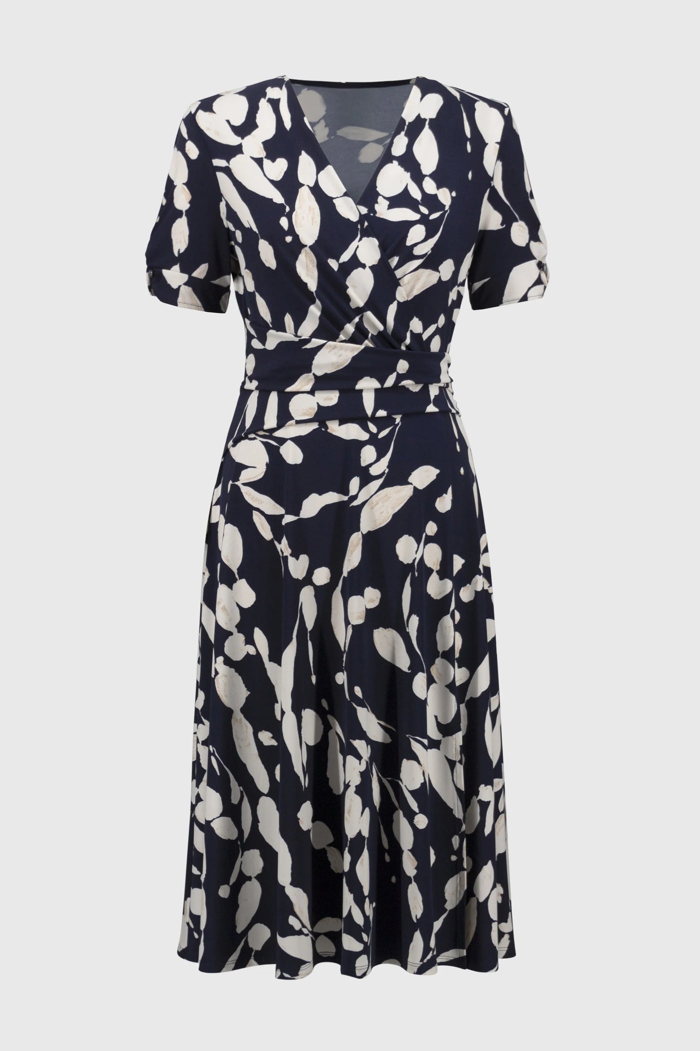 JR Silky Knit Abstract print Wrap Dress in Midnight/Beige