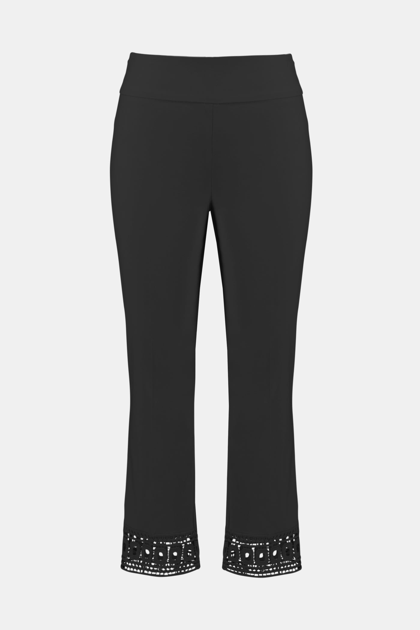 Joseph Ribkoff Millennium Crop Pull on Pant with Lace at Hem in Black