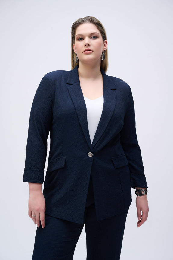 Joseph Ribkoff Seersucker Straight Blazer in Midnight