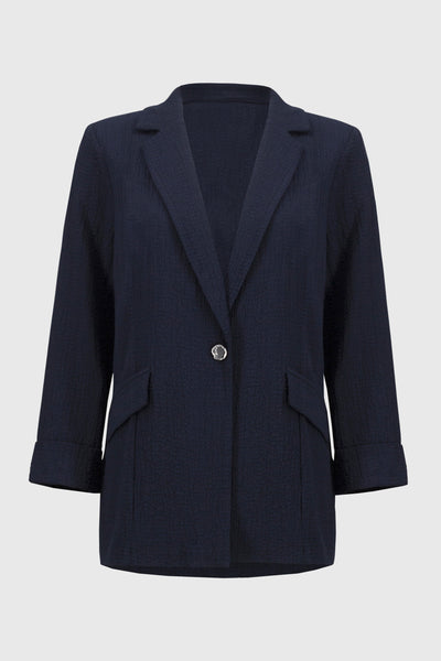 Joseph Ribkoff Seersucker Straight Blazer in Midnight