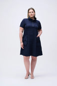 Joseph Ribkoff Bubble Jacquard A-line Dress in Midnight