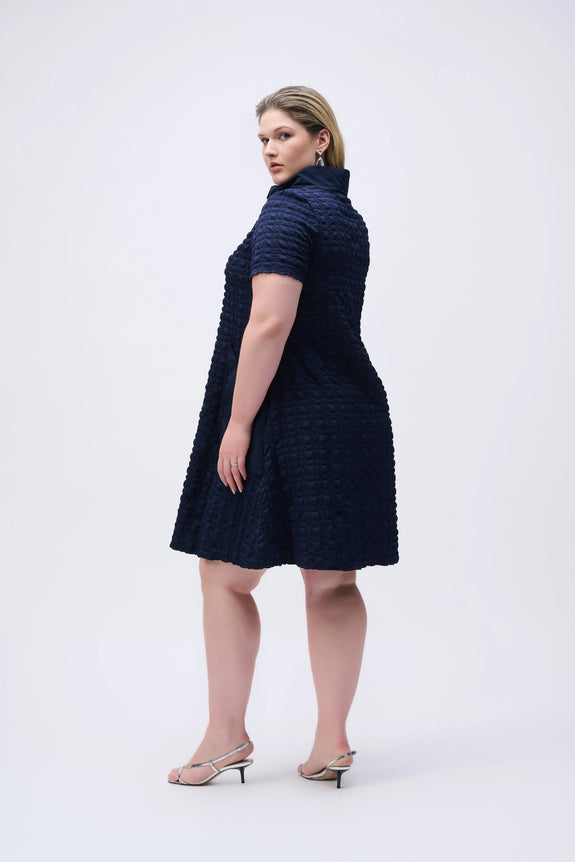 Joseph Ribkoff Bubble Jacquard A-line Dress in Midnight