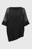 JR Mesh Knit Asymmetrical Top in Black