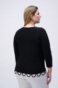 Joseph Ribkoff Silky Knit Loop Detail fitted Top in Black/Vanilla