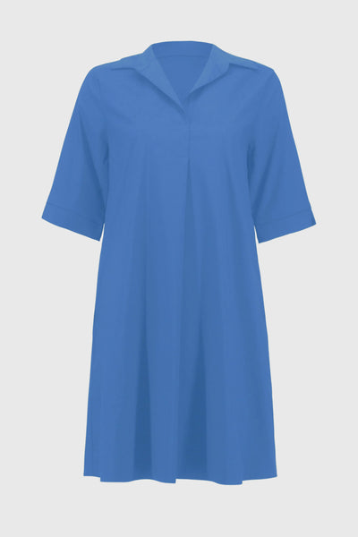 Joseph Ribkoff Stretch Poplin Trapeze Dress in Coastal Blue