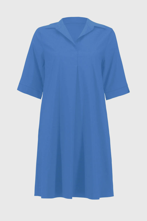 Joseph Ribkoff Stretch Poplin Trapeze Dress in Coastal Blue