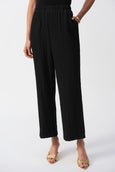 Joseph Ribkoff Seersucker Wide Leg Pull On Pant in Black