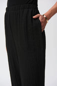 Joseph Ribkoff Seersucker Wide Leg Pull On Pant in Black