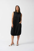 Joseph Ribkoff Bubble Jacquard Slvless Mixed Media Cocoon Dress in Black