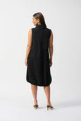 Joseph Ribkoff Bubble Jacquard Slvless Mixed Media Cocoon Dress in Black