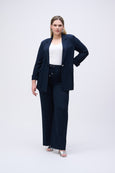 Joseph Ribkoff Seersucker Wide Leg Drawstring Pant in Midnight