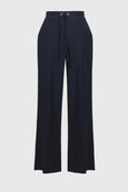 Joseph Ribkoff Seersucker Wide Leg Drawstring Pant in Midnight