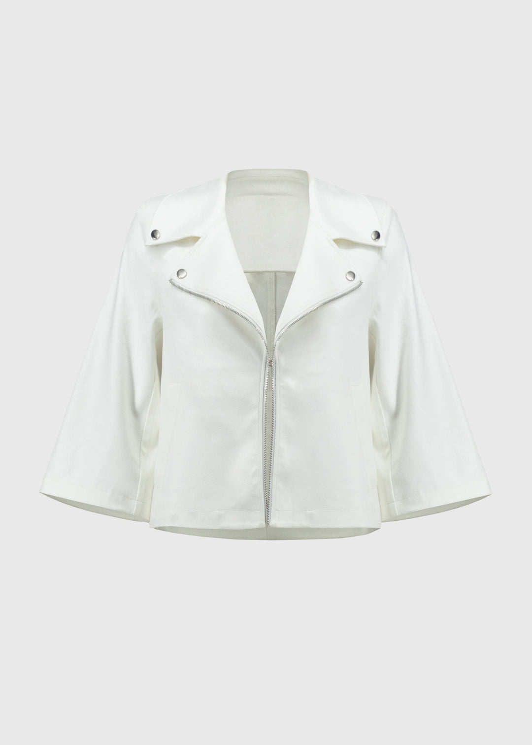 front view of plus size Joseph Ribkoff Foil Faux Suede Jacket in Vanilla
