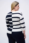 Joseph Ribkoff Striped V-Neck Pullover in Midnight/Van